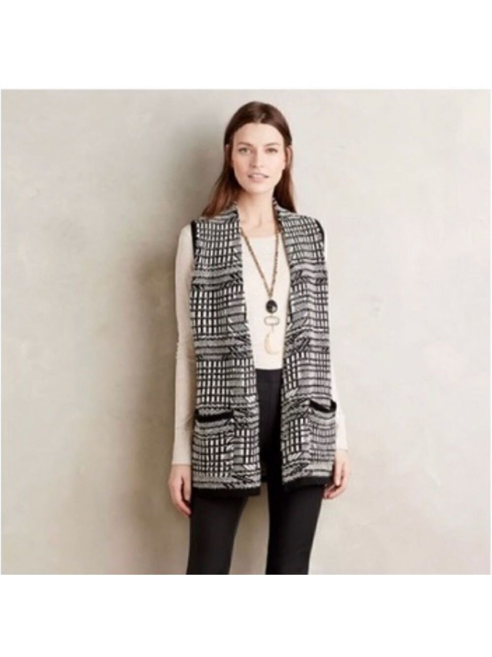 Anthropologie Angel Of The North Roenne Wool Blend Cardigan Vest